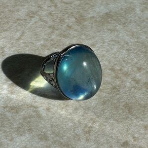Aquamarine Sterling Silver Adjustable Ring